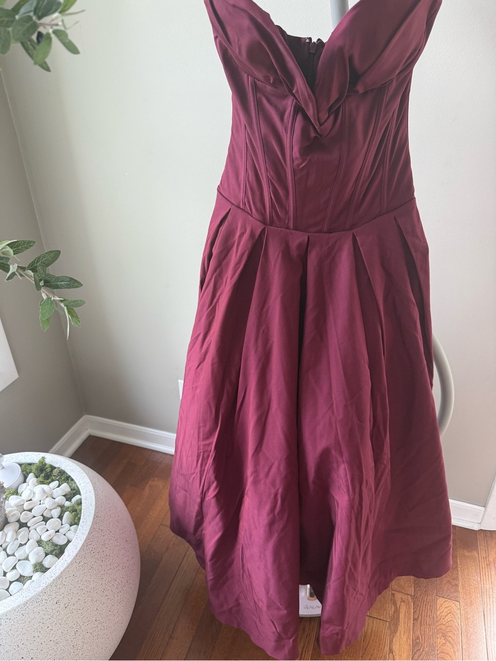 House of CB Wine Lady Strapless Midi Dress - Picture 2 of 11